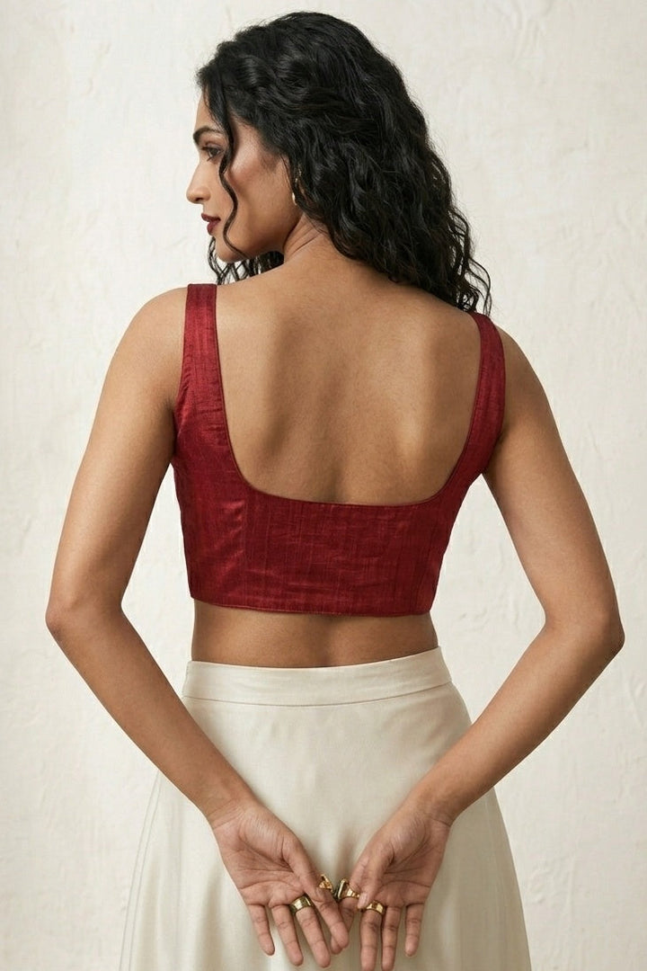 The Maroon Sweetheart Designer Silk Blouse