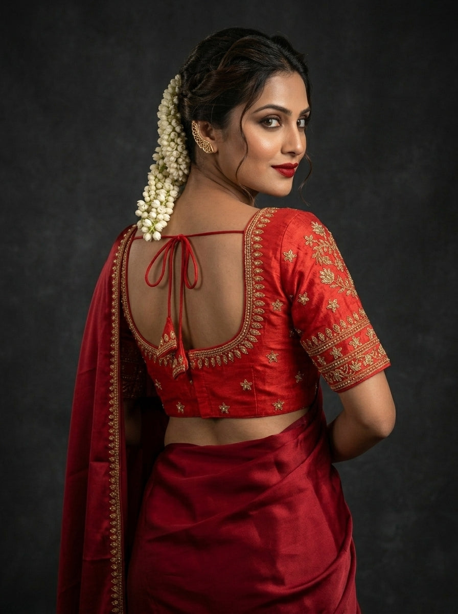 Red Serenity Fancy Silk Blouse