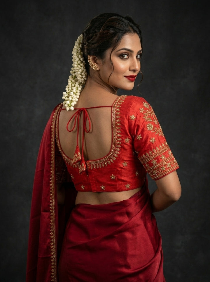 Red Serenity Fancy Silk Blouse