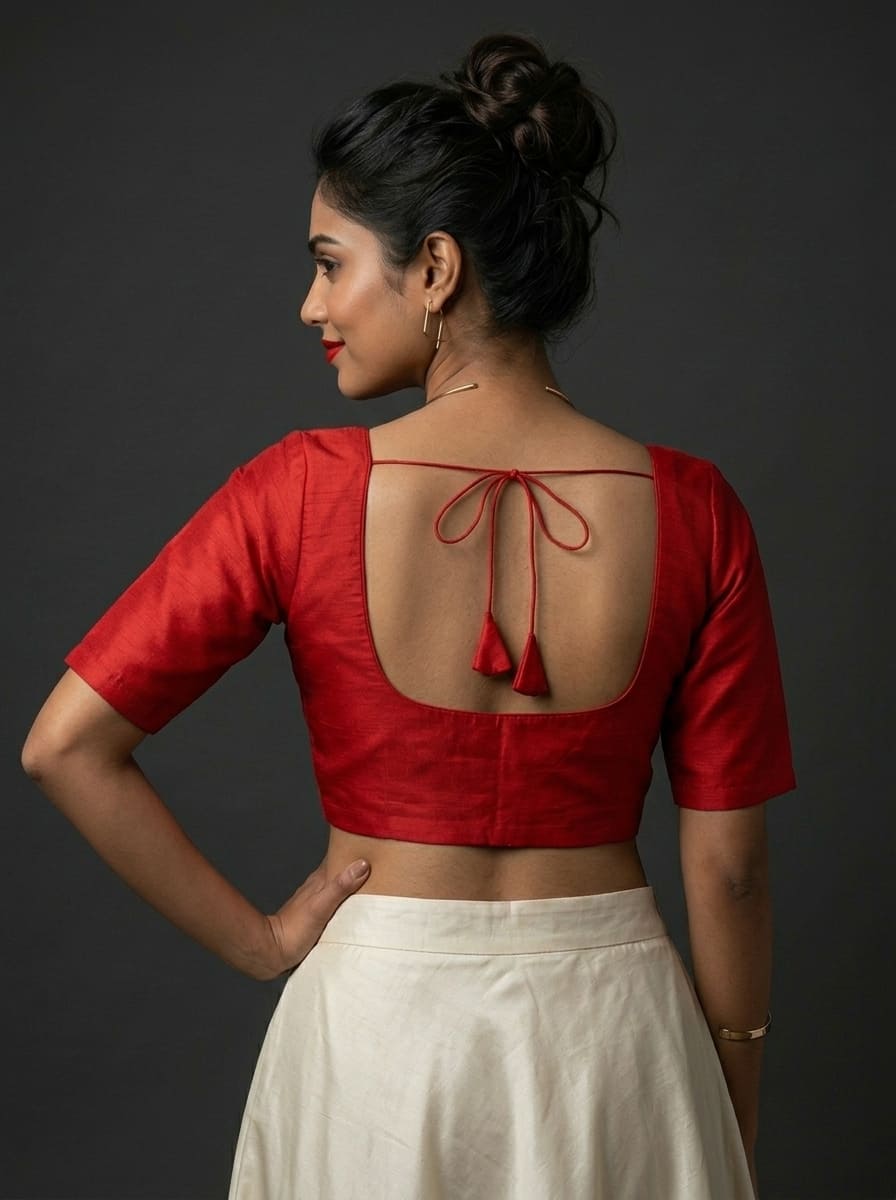 Fiery Flora Solid Color Beautiful Designer Blouse