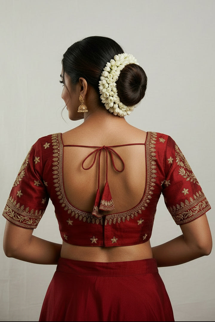 Maroon Serenity Fancy Silk Blouse