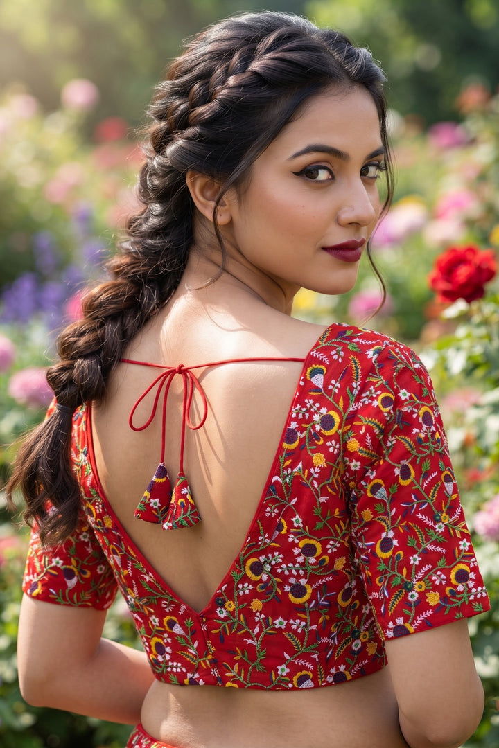 Vine Of Flower Embroidery - Designer Blouse