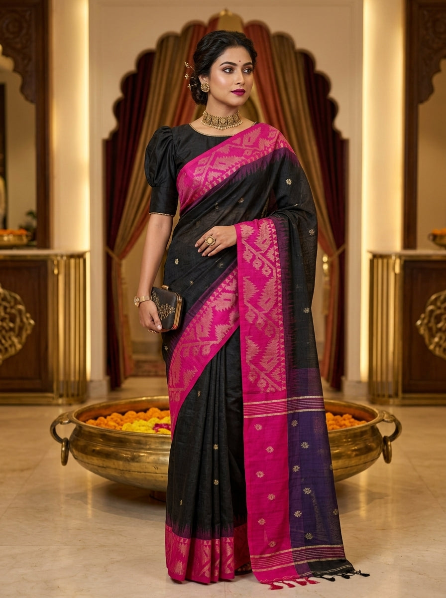 Sesher Bela Karat Linen Jamdani Saree