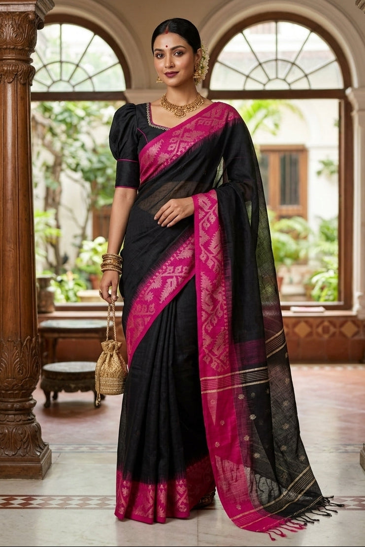 Sesher Bela Karat Linen Jamdani Saree