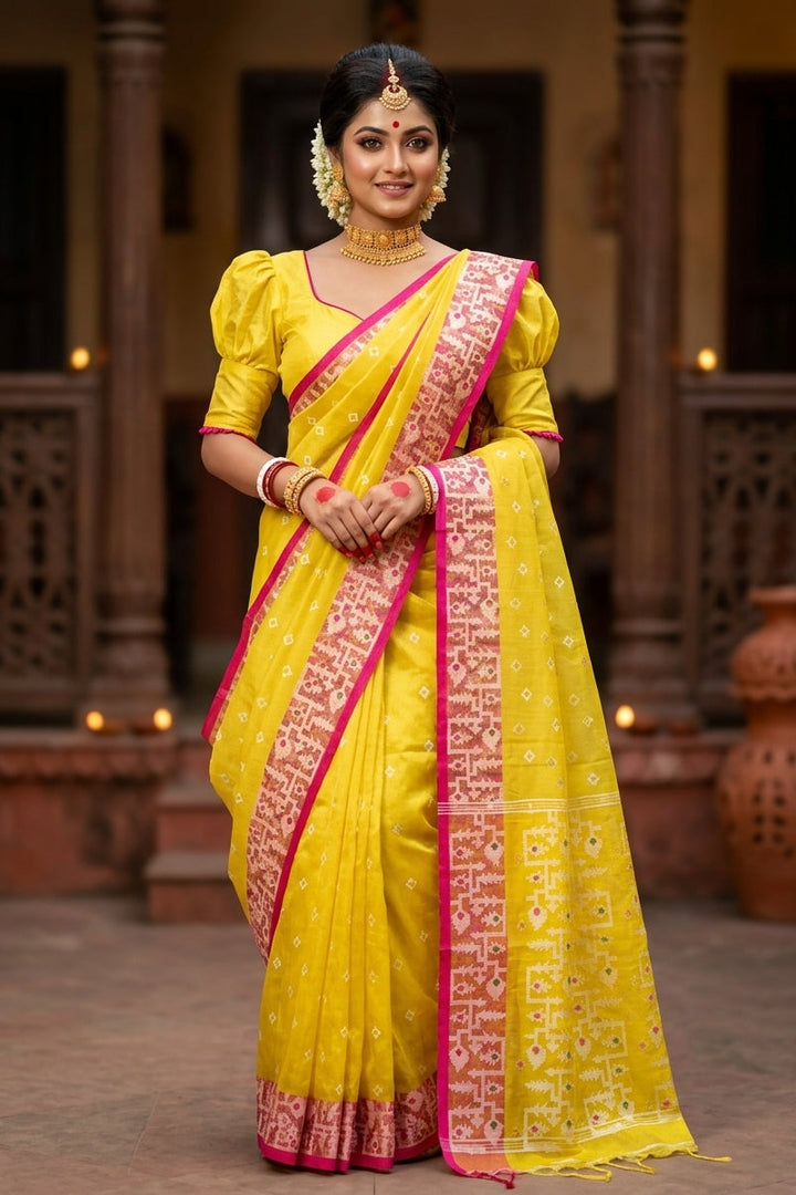 Hiyar Majhe Muslin Cotton Saree