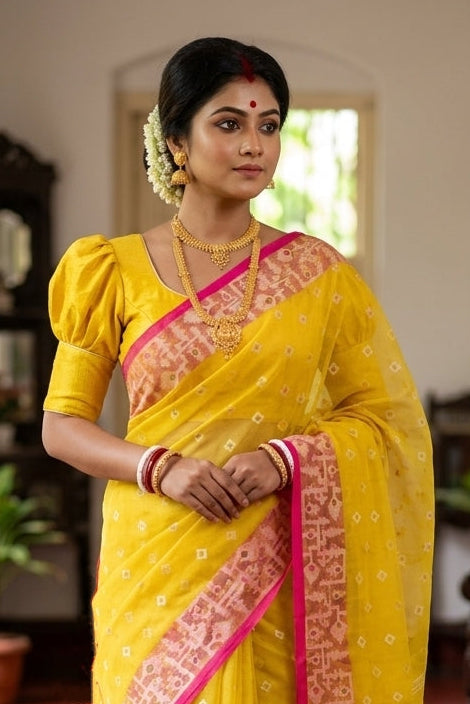 Hiyar Majhe Muslin Cotton Saree