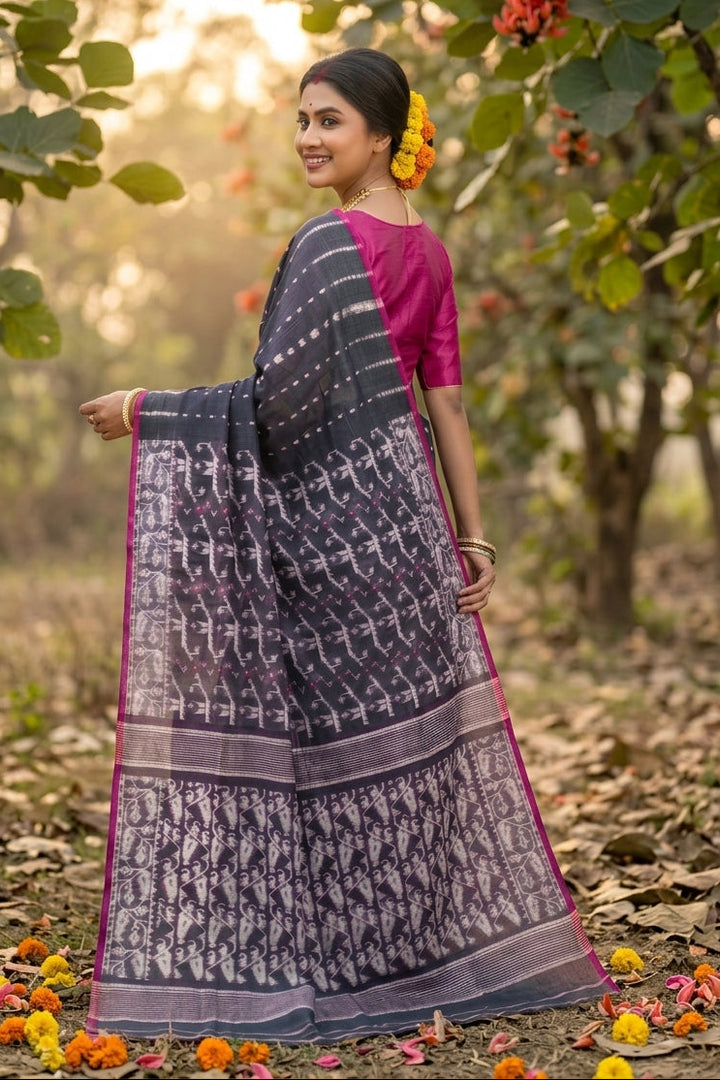Shatarupa Bengal Jamdani Saree( Deep Grey)
