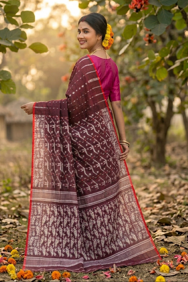 Shatarupa Bengal Jamdani Saree(Maroon)