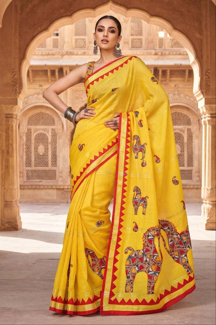 Ashwaroop Madhubani Patch Work Saree
