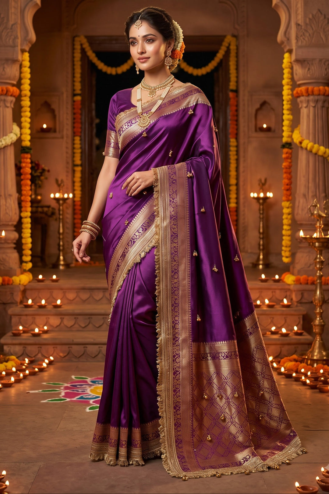 Royal Violetta Sequin Embroidered Saree