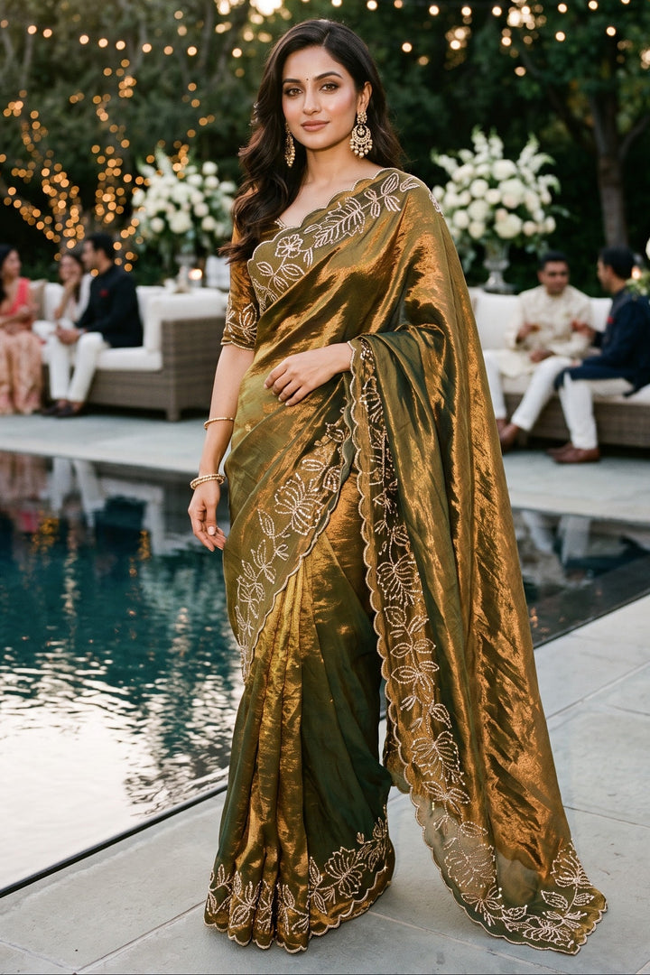 Slay in Sparkle Fandy Silk Saree with Cutdana Work