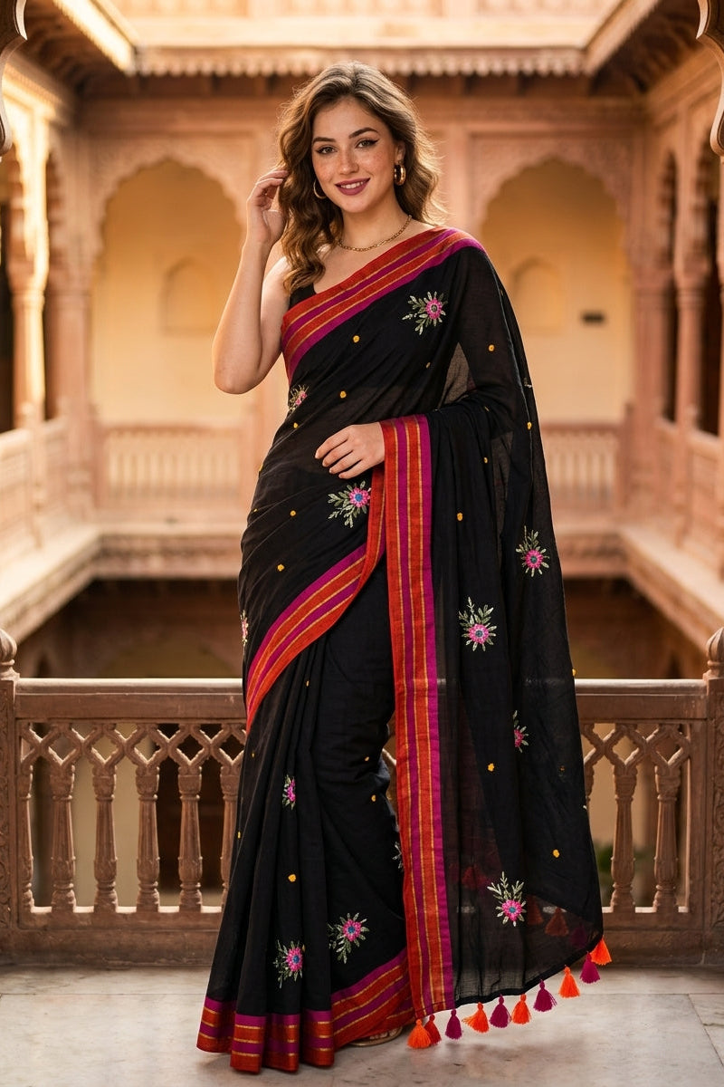 Jasmine Flora Cotton Saree