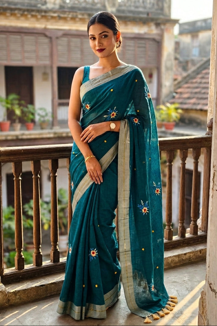 Jasmine Flora Cotton Saree