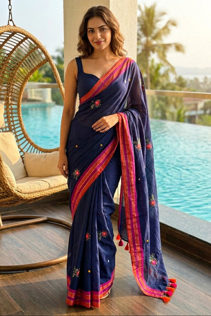 Jasmine Flora Cotton Saree