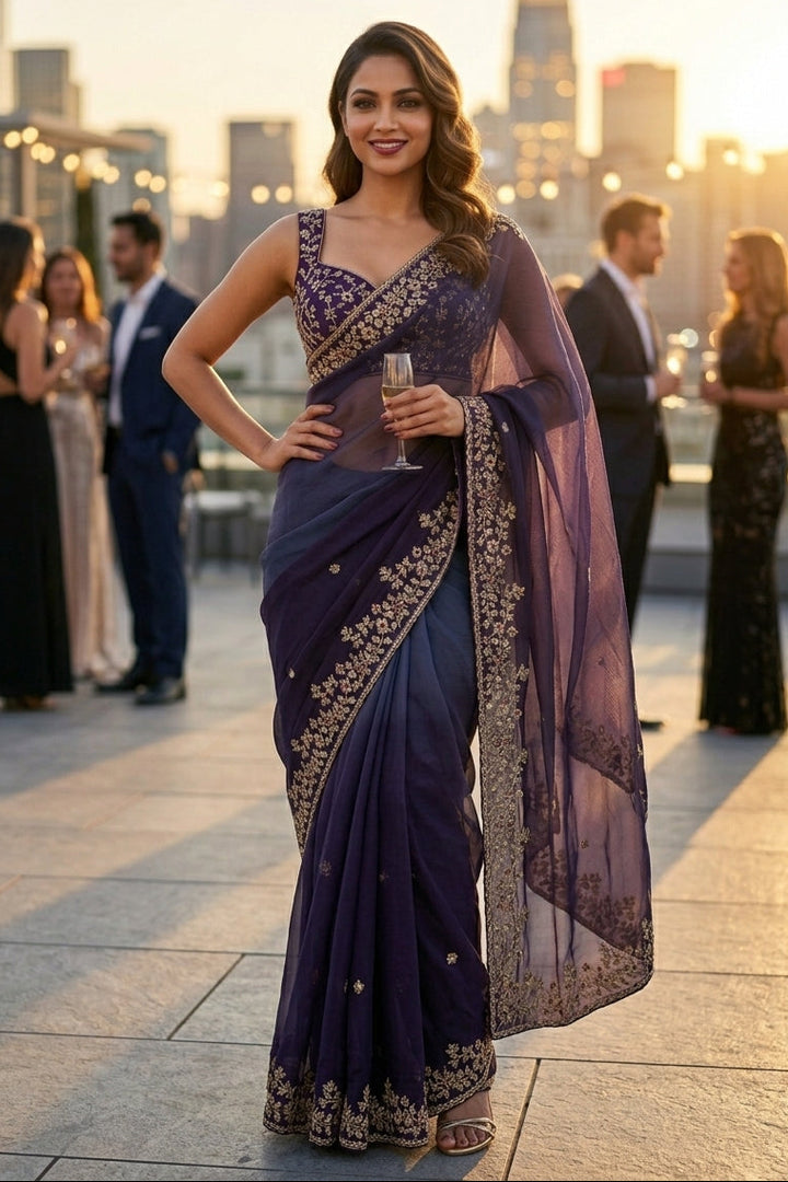 Spark Essence Designer Embroidery Silk Saree