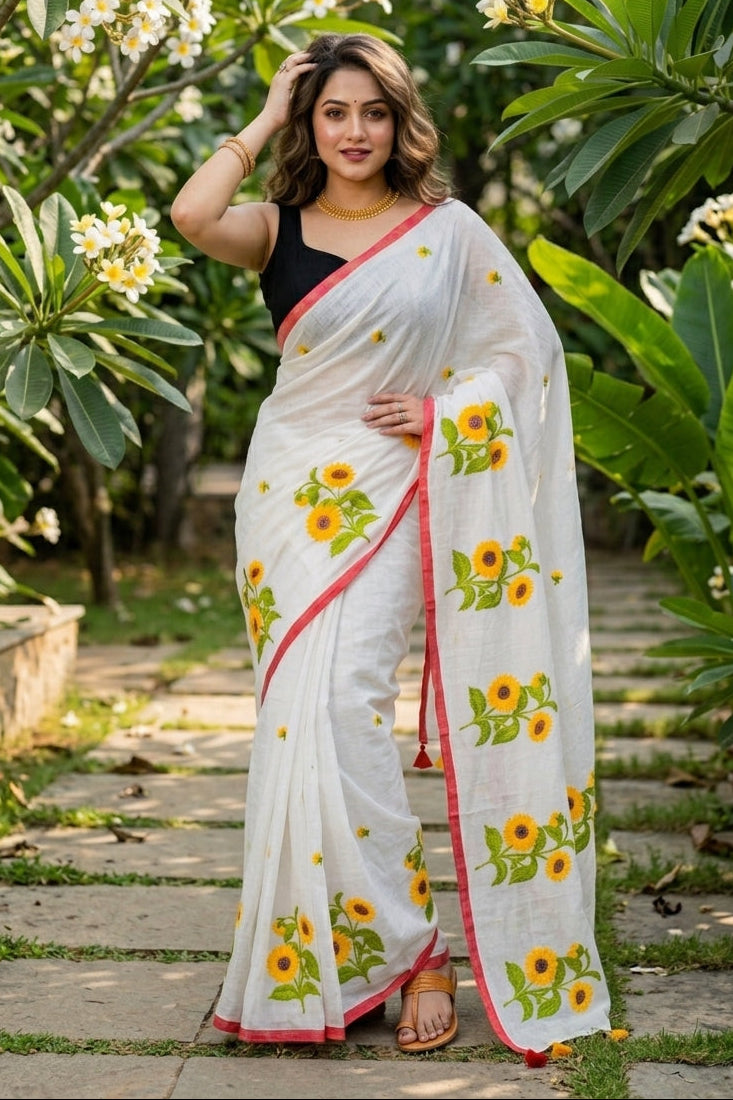 Sunflower Kiran Mul Cotton Saree