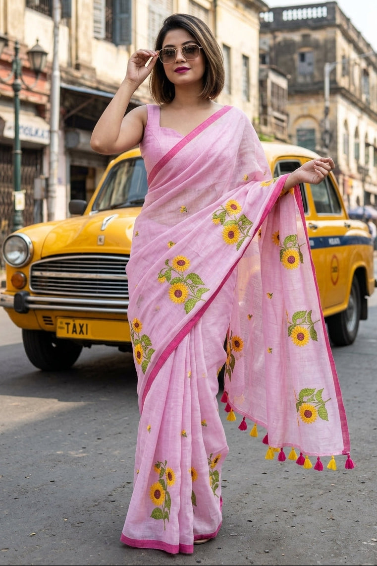 Sunflower Kiran Mul Cotton Saree