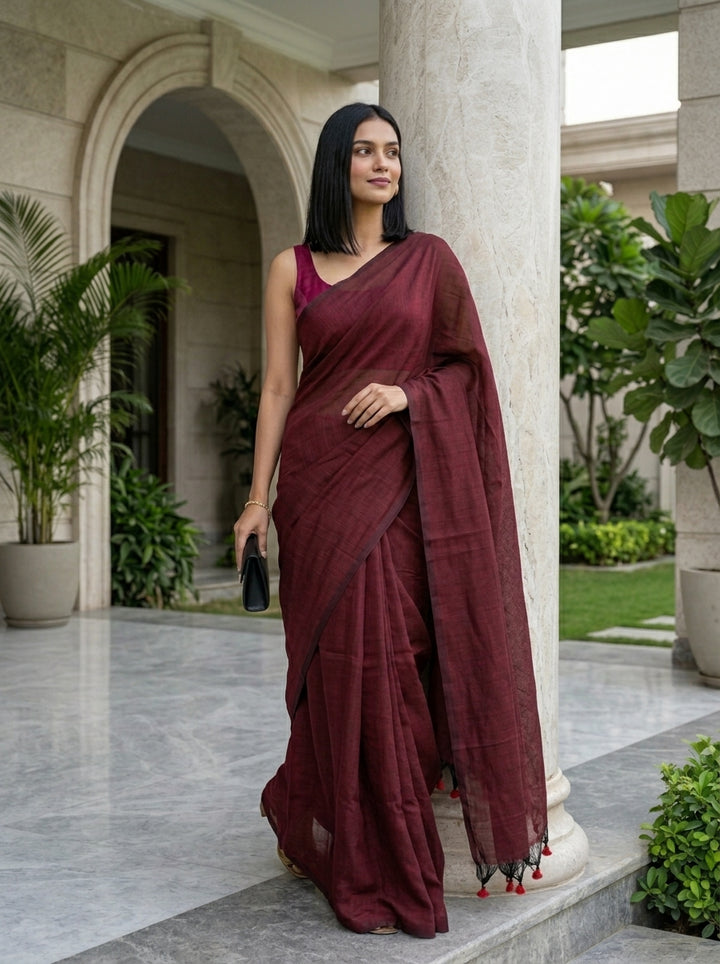 Demanding Brown- Khadi Cotton Saree