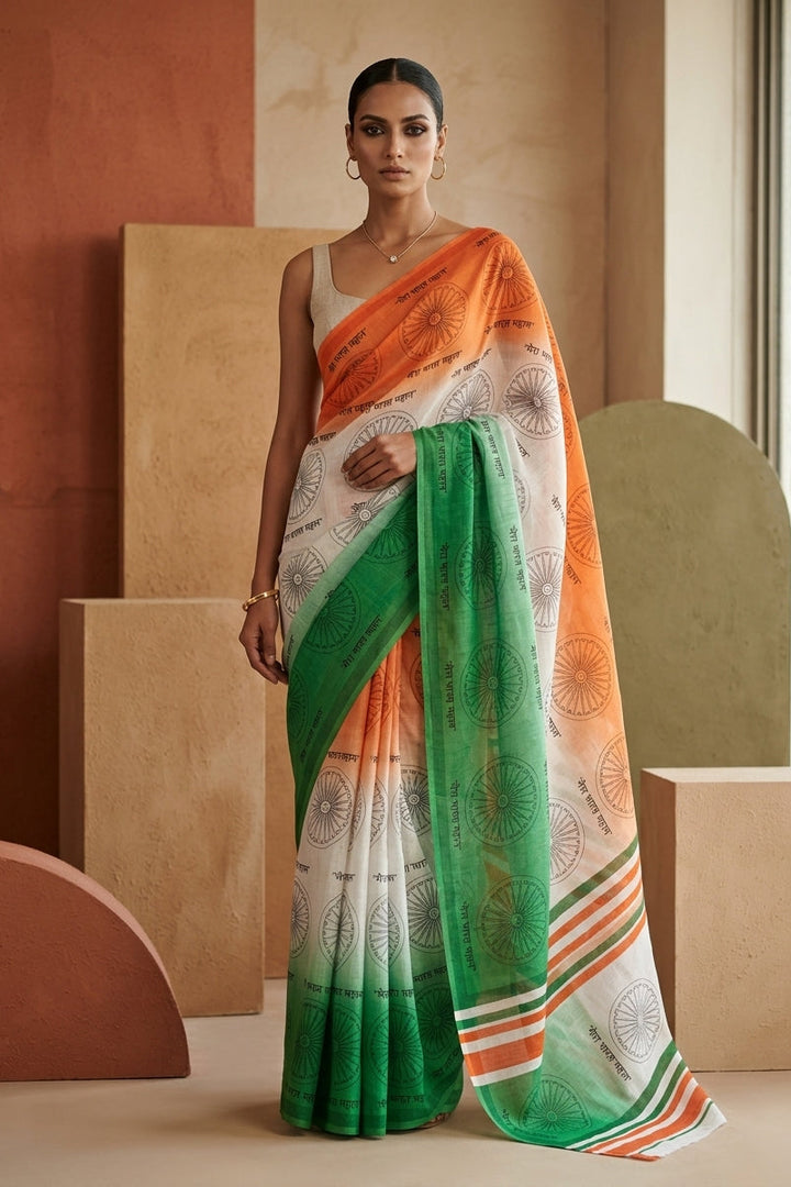 Tiranga Grace Semi Linen Saree (Independence Day Special)