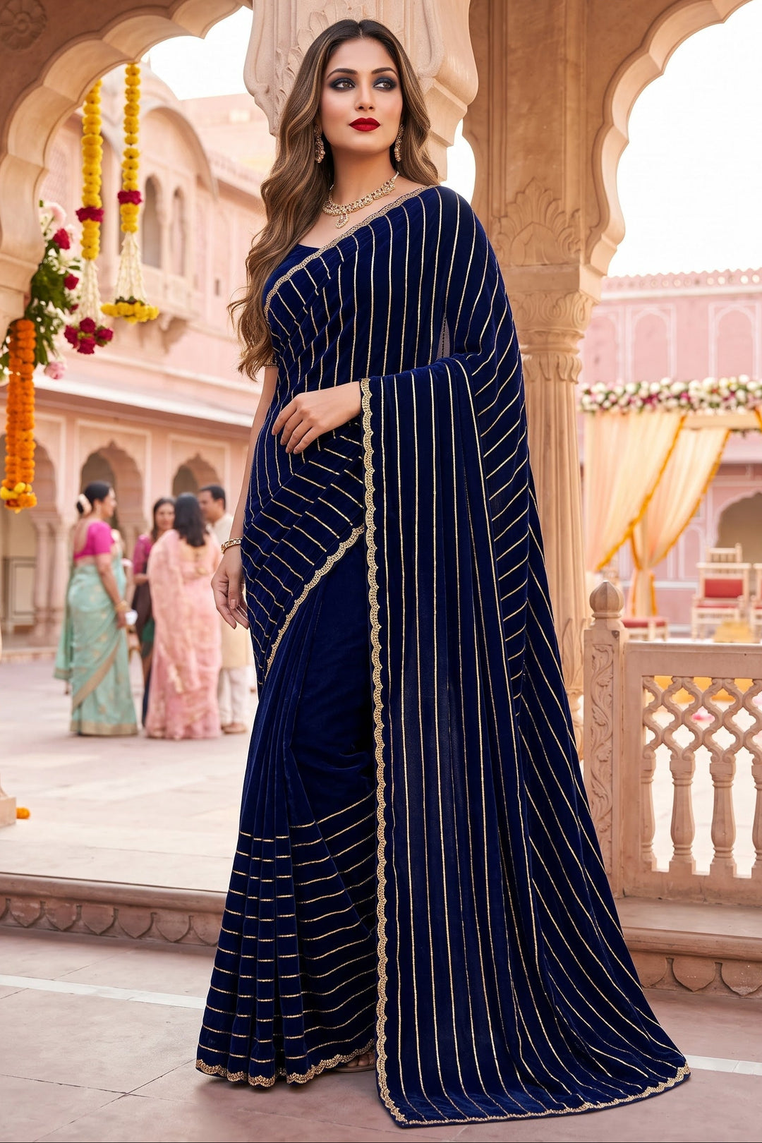 Last Of the Stars - Navy Blue Designer Saree