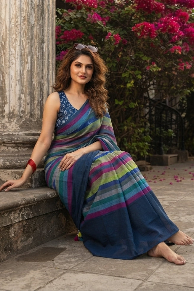 Saptaranga Khadi Cotton Saree
