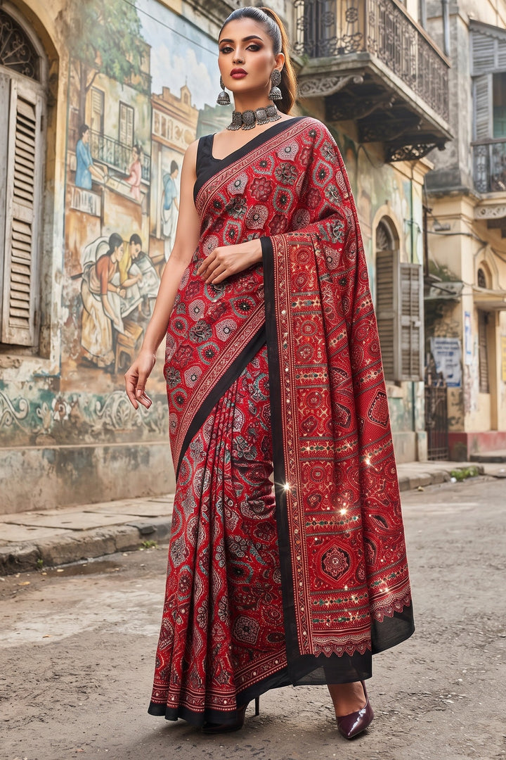 Pretty Obsession Modal Silk Saree With Mirror Work