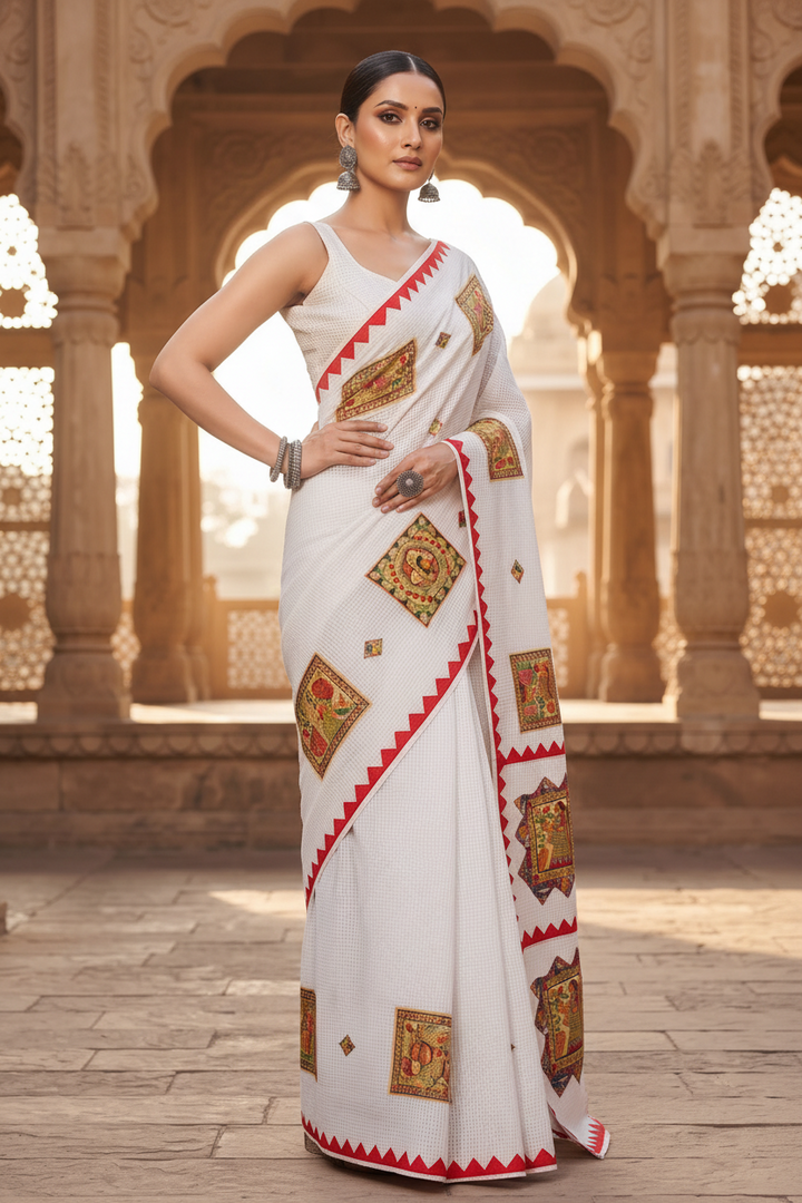Surya Madhubani- Madhubani Patch Work Saree