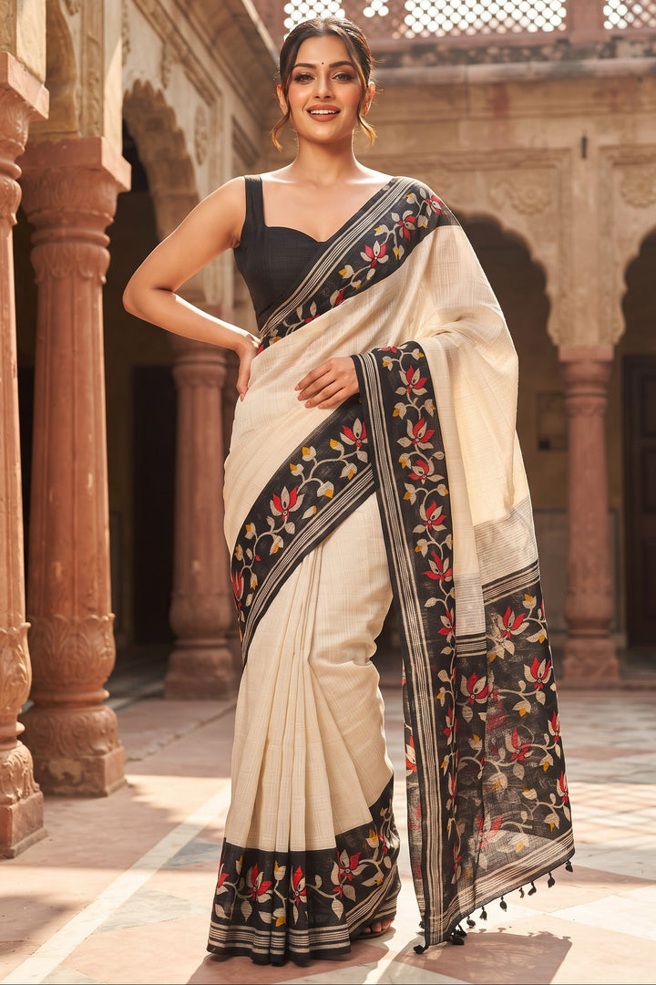 Petalique Drape Semi Tussar Silk Saree