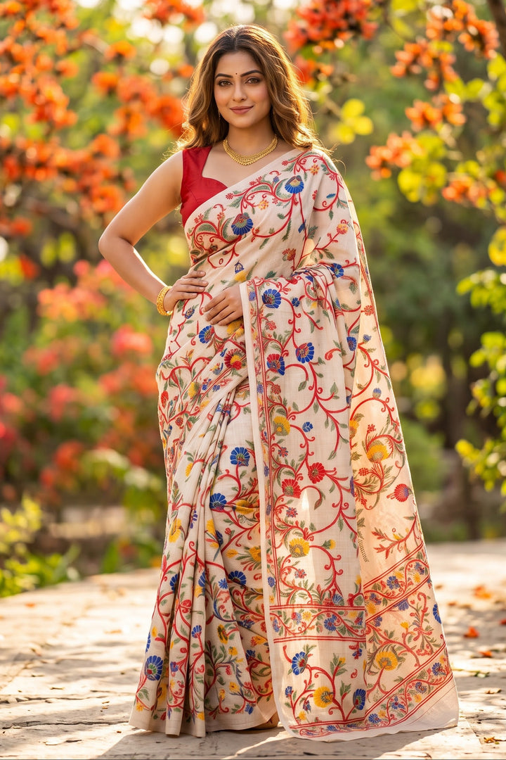 Phoollata Jamdani Exclusive Semi Tussar Jamdani Saree