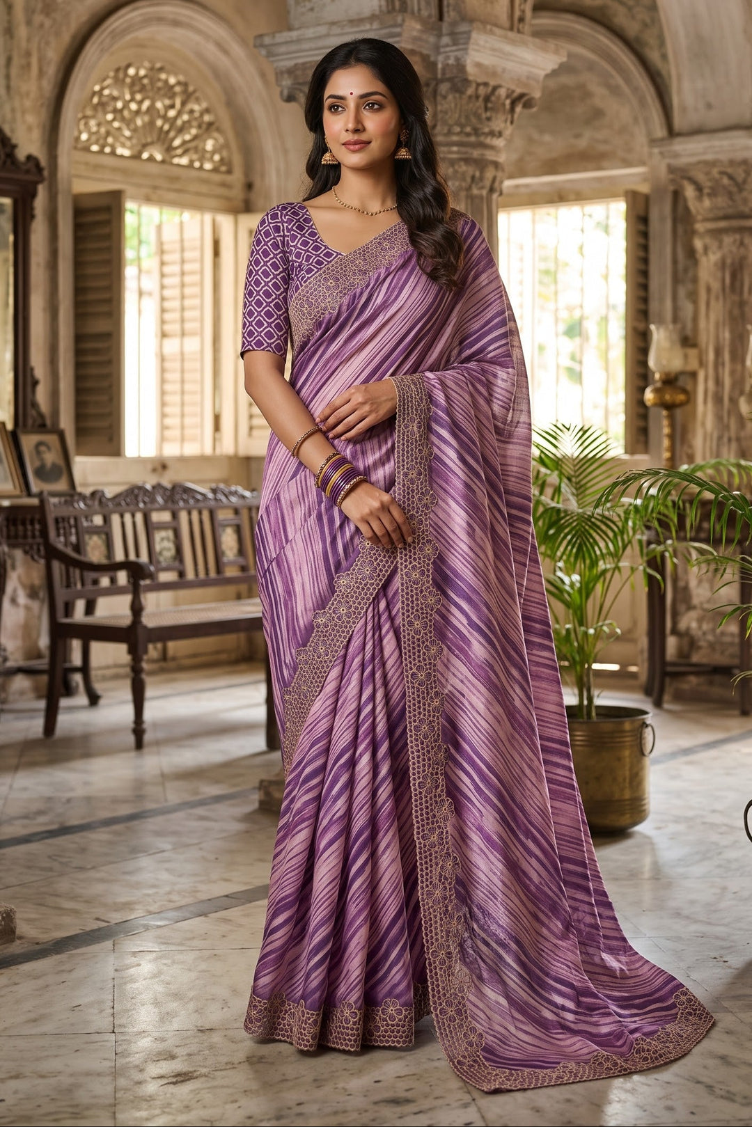 Silken Bloom Tussar Silk Saree( Semi )