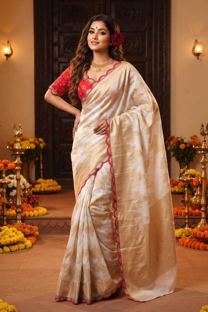Ruhani Khaddi Georgette Designer Saree with Scallop Border