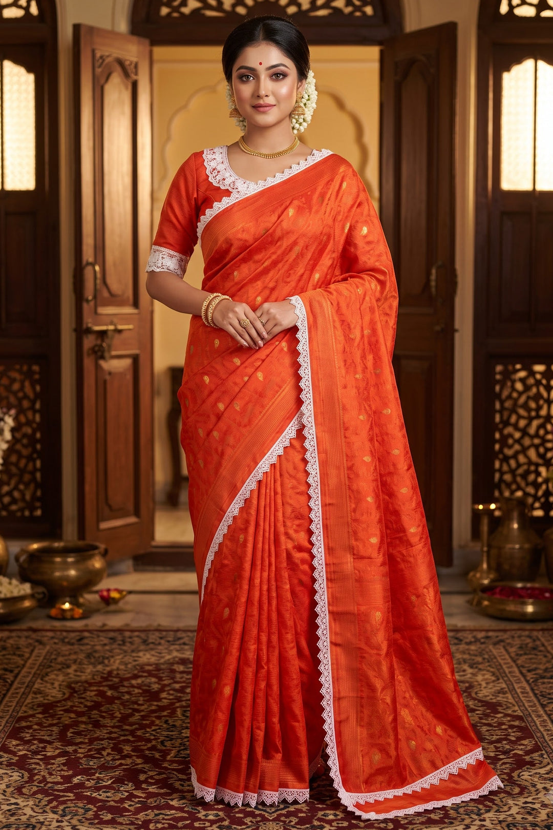 Aradhana Bengal Jamdani Saree with Blouse (Combo)