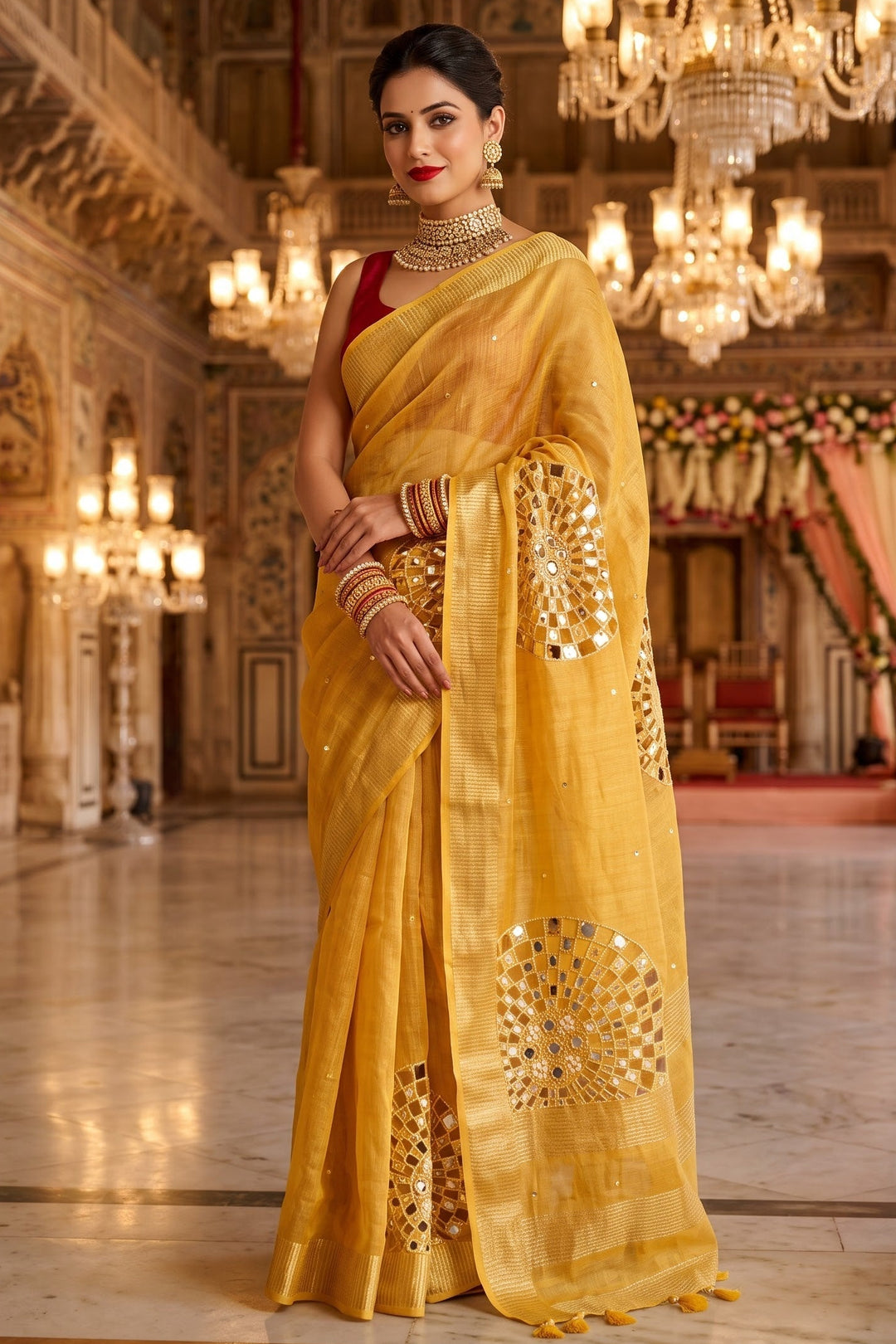 Worth Of A Queen's Crown( Pure Tissue Linen Saree)