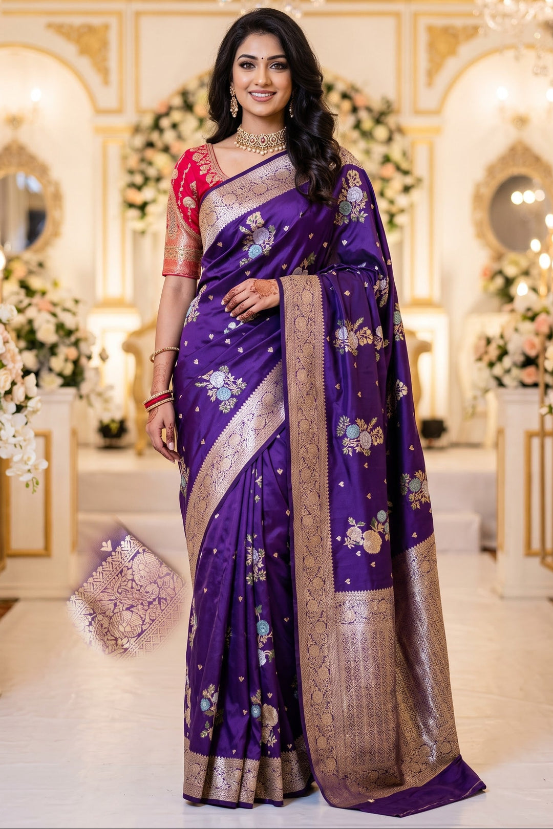 Bridal Swarna Silk Jacquard Weaving Saree