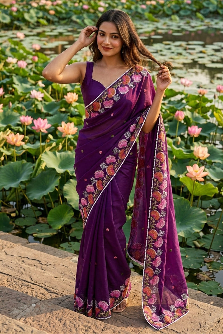Beloved Lotus Tussar Silk Saree