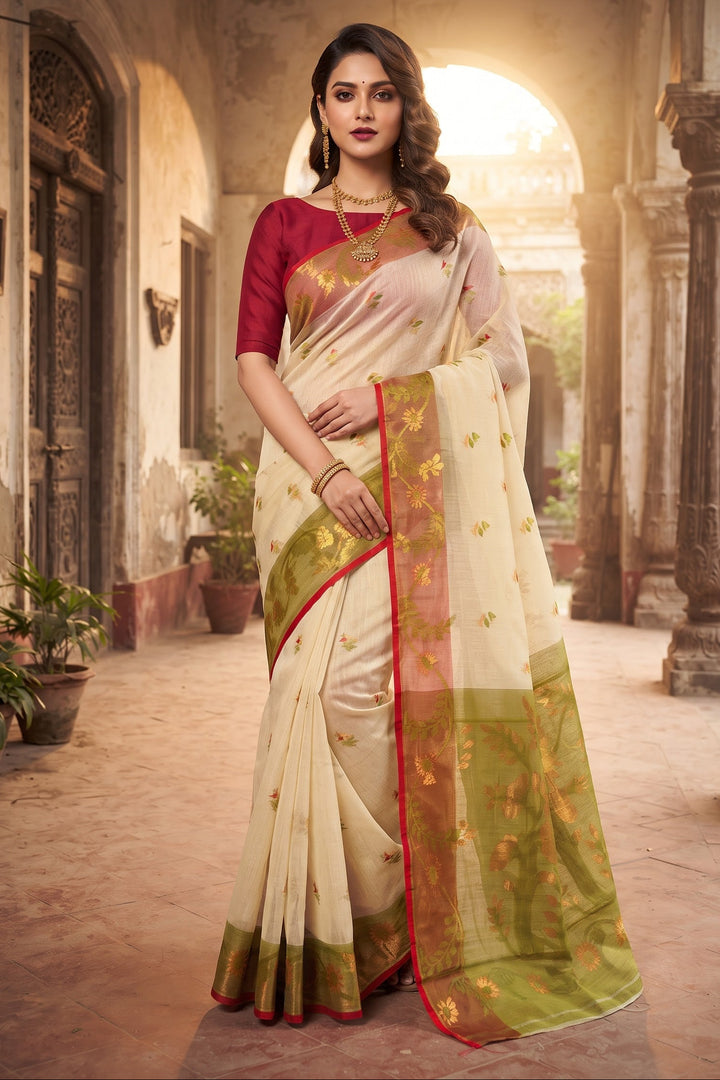 Olive Blossom Heritage Saree