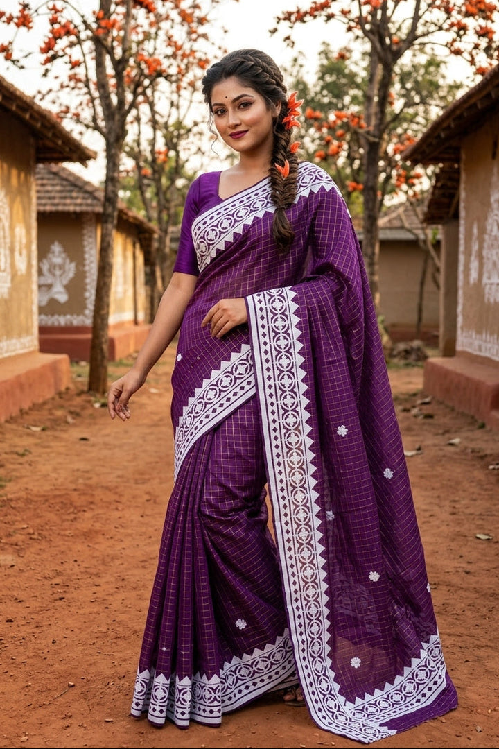 Saptaparni Cotton Kota Applique Saree