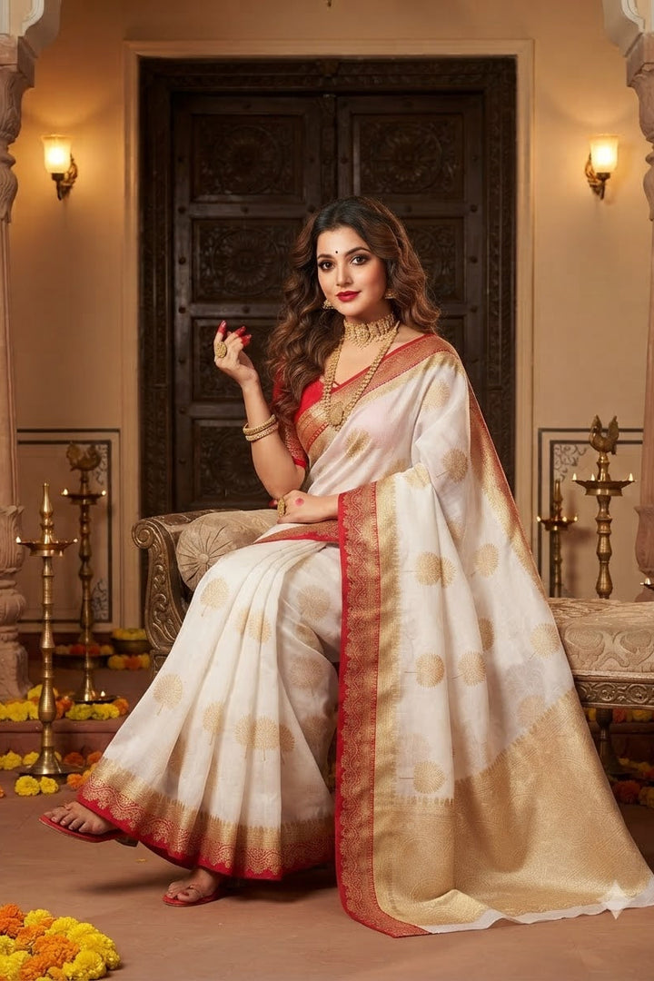 Rajrani Khaddi Georgette Designer Saree with Scallop Border