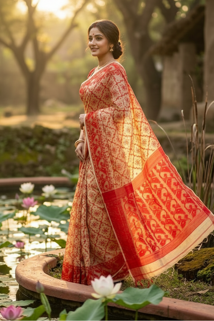 Dhruva tara Dhakai Jamdani Saree