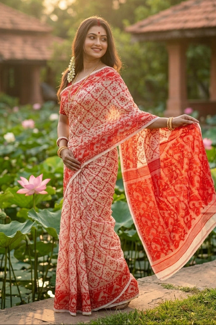 Dhruva tara Dhakai Jamdani Saree