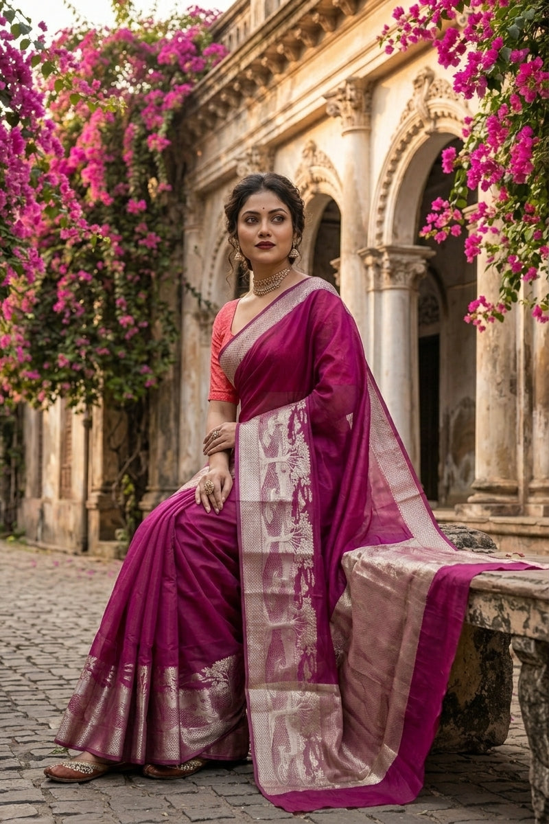 Nadi Ghat Banarasi Fancy silk Saree