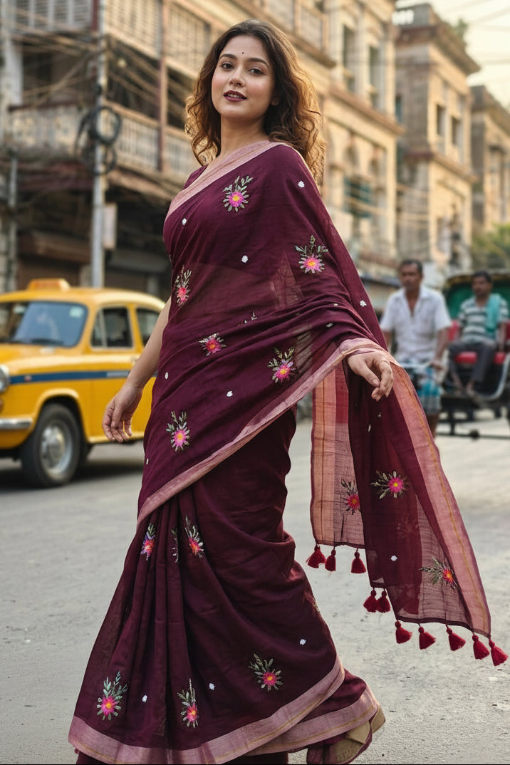 Jasmine Flora Cotton Saree