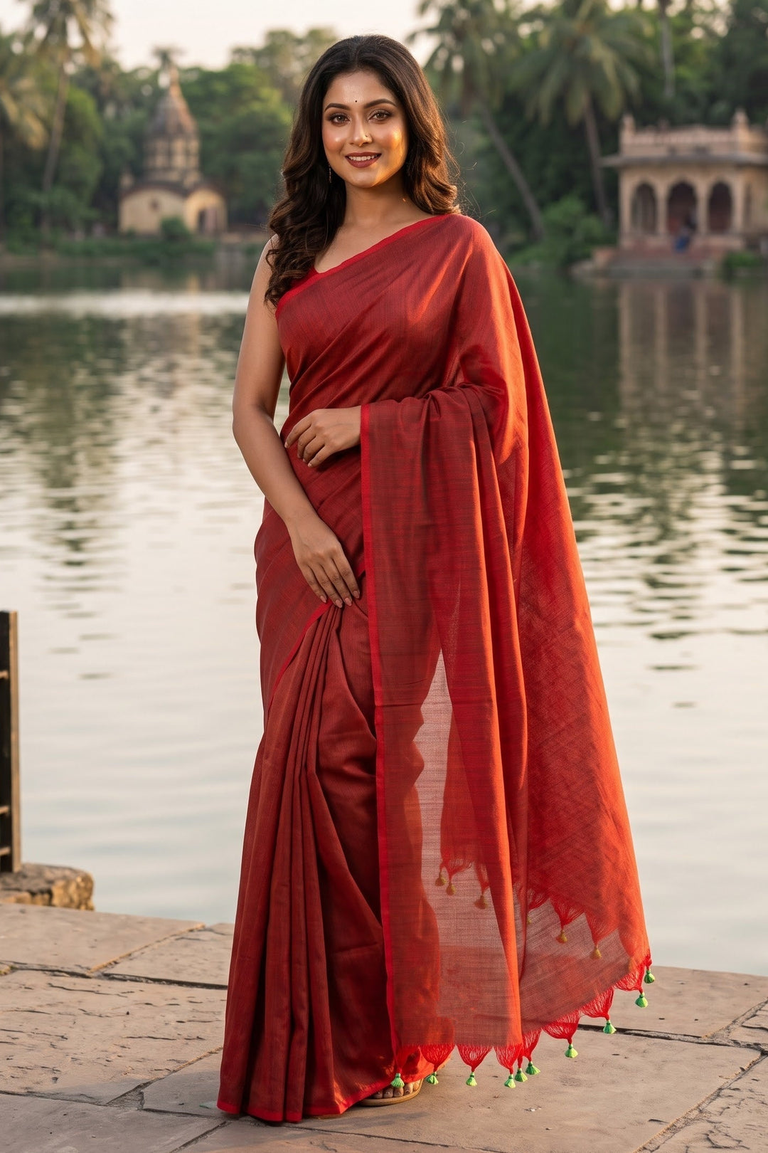 Dual Fun- Bengal Khadi Cotton Saree