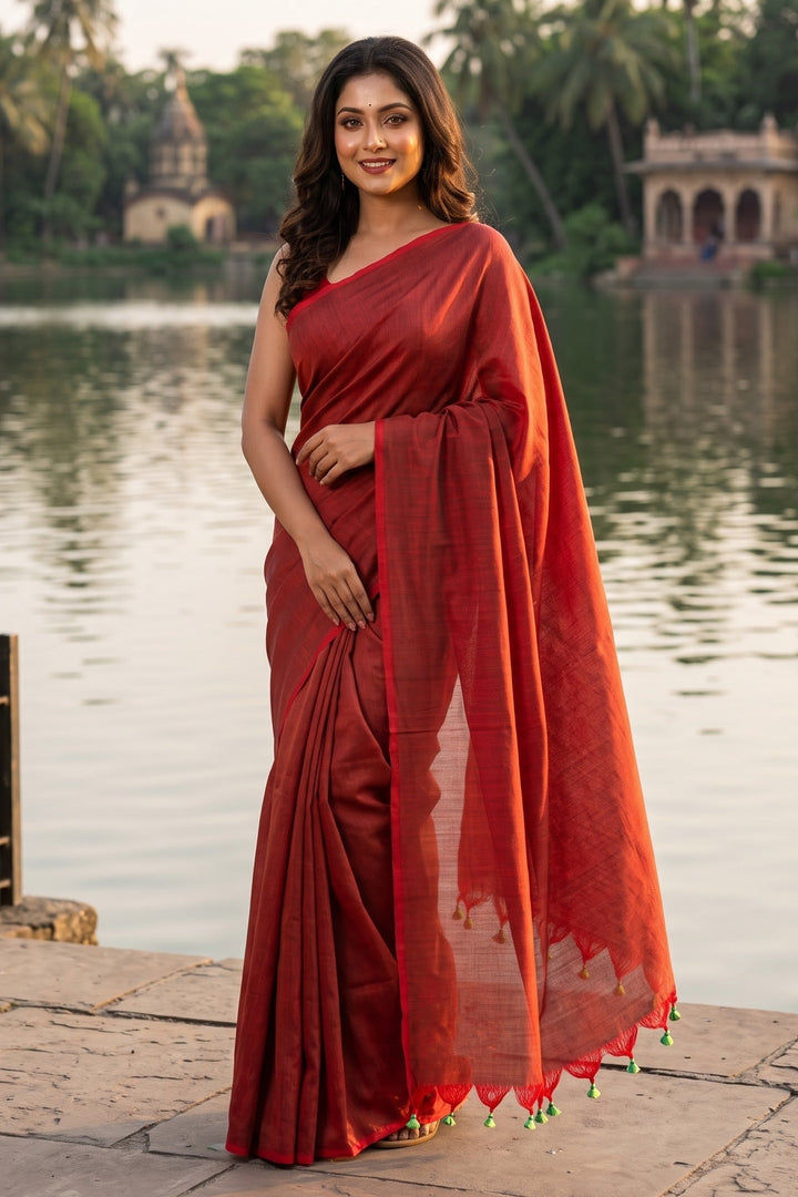 Dual Fun- Bengal Khadi Cotton Saree
