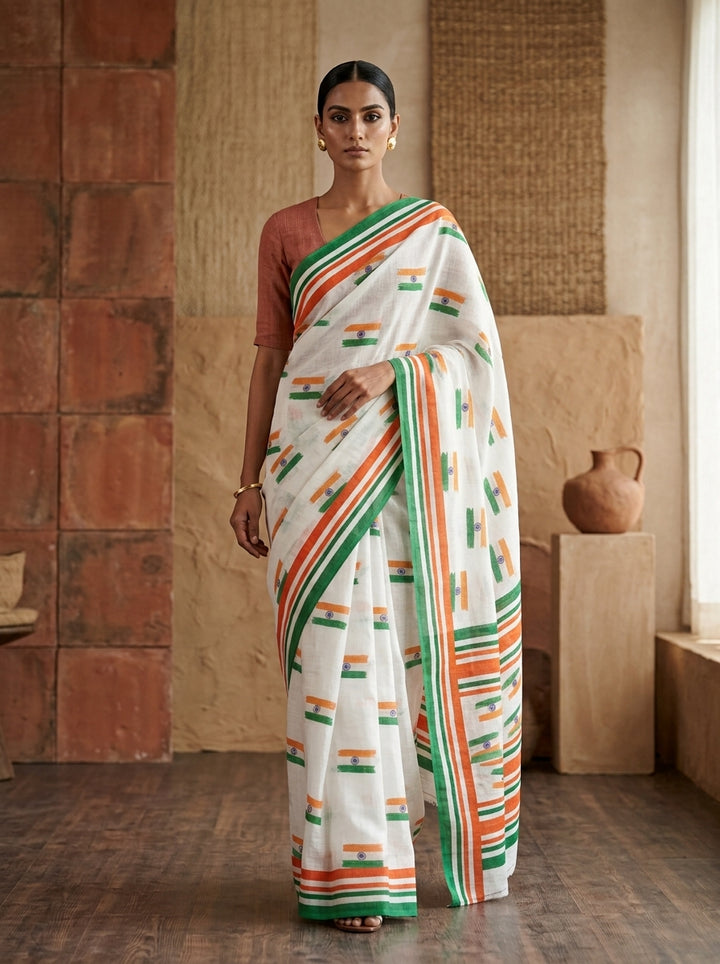 Tiranga Grace Semi Linen Saree (Independence Day Special)