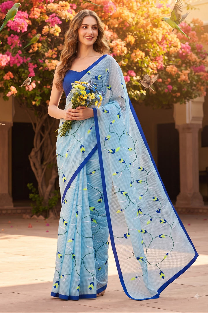 Kusum Reshom Kota Saree With Embroidery work