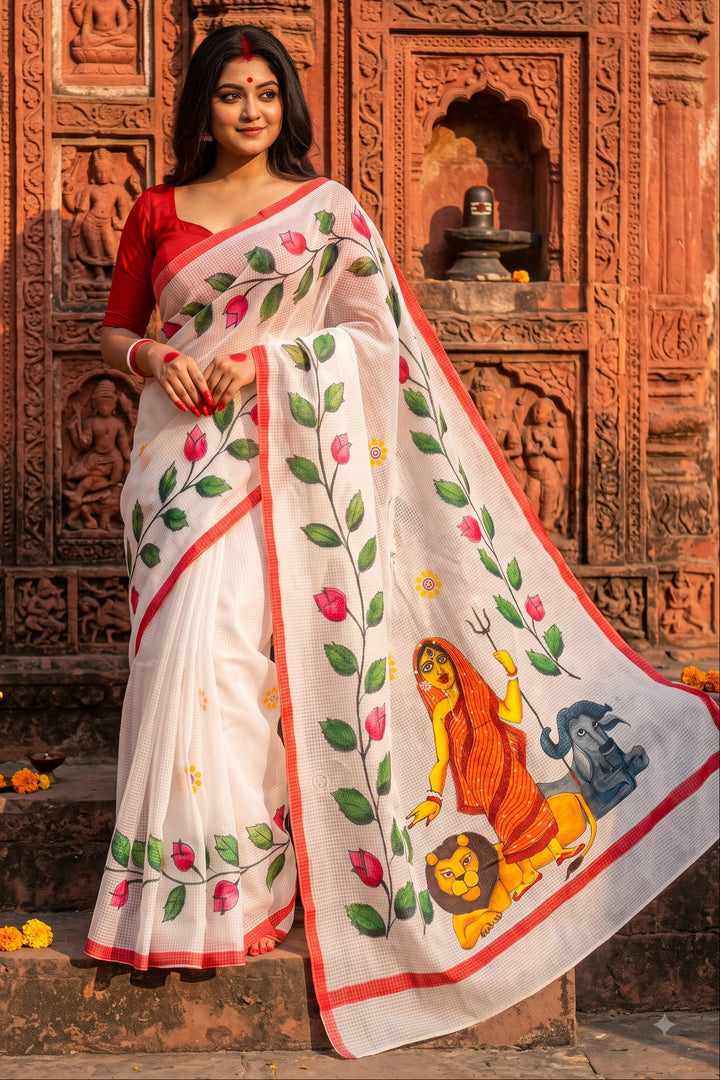 Shailaputri Hand Painted Resham Kota Saree