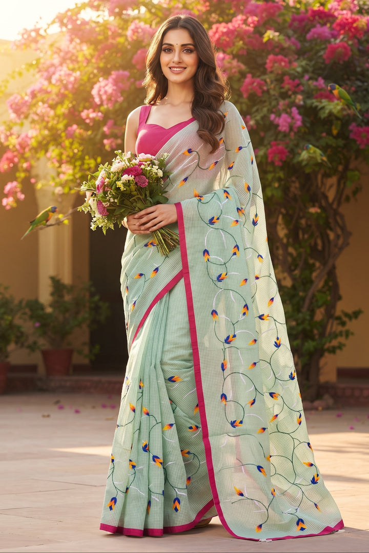 Kusum Reshom Kota Saree With Embroidery work