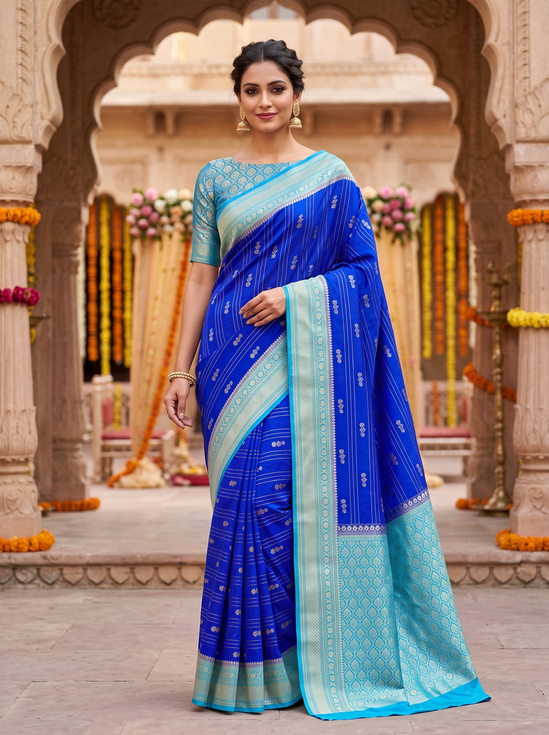 The Skylume Weave Designer Tissue Silk Saree