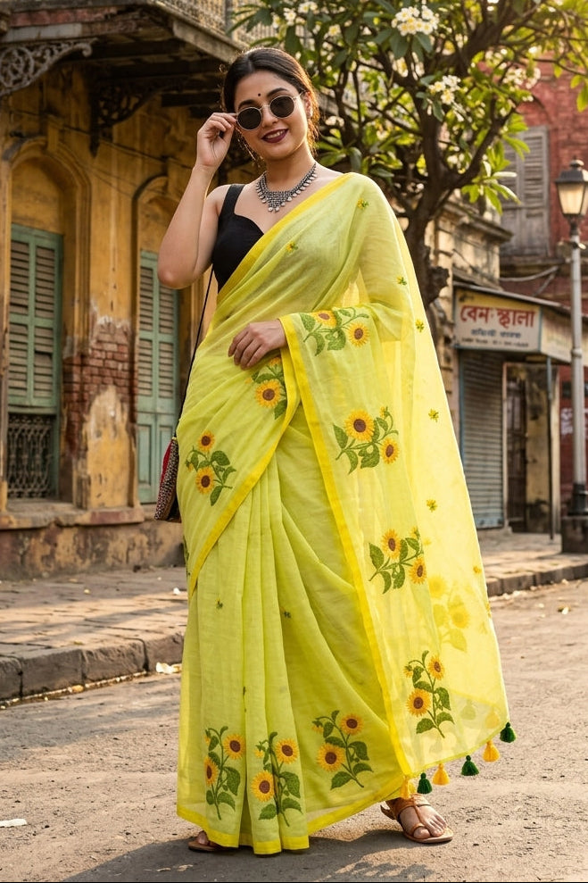 Sunflower Kiran Mul Cotton Saree